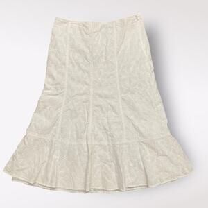 Versailles White Eyelet Lace‎ Midi Skirt Womens Size 12 Boho Cottage